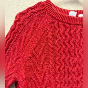 Cherry red cable knit crewneck Gap sweater